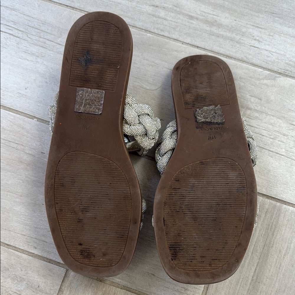 Steve Madden Silver Braided Crystal Slide Sandals - Picture 2 of 2